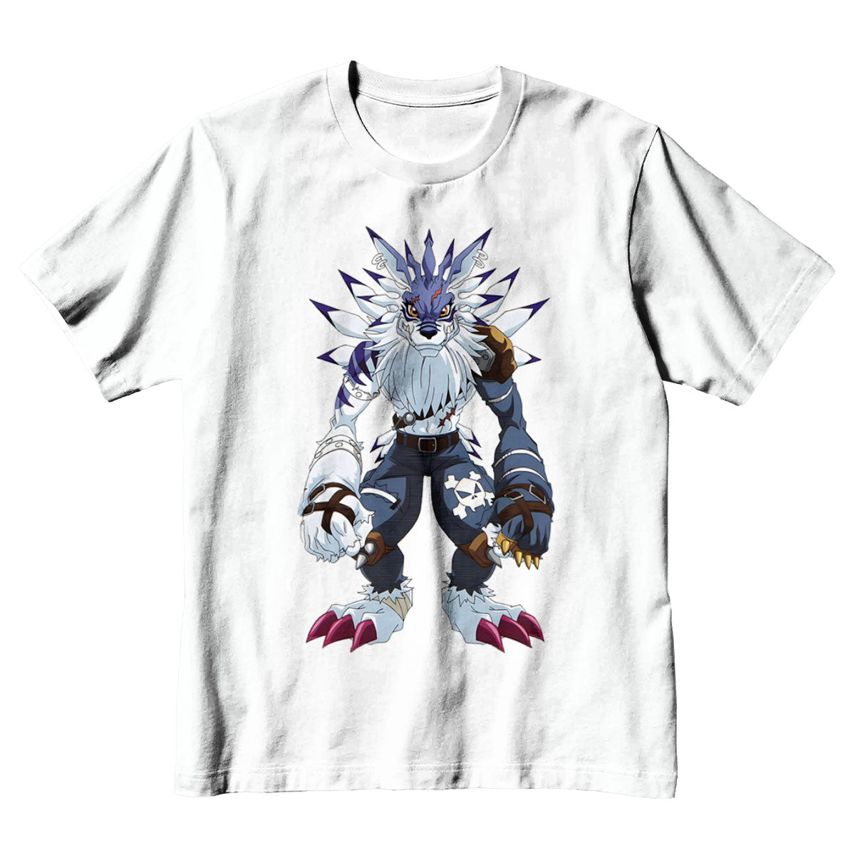 Digimon Adventure Weregarurumon Standing White And Blue Anime Apparel