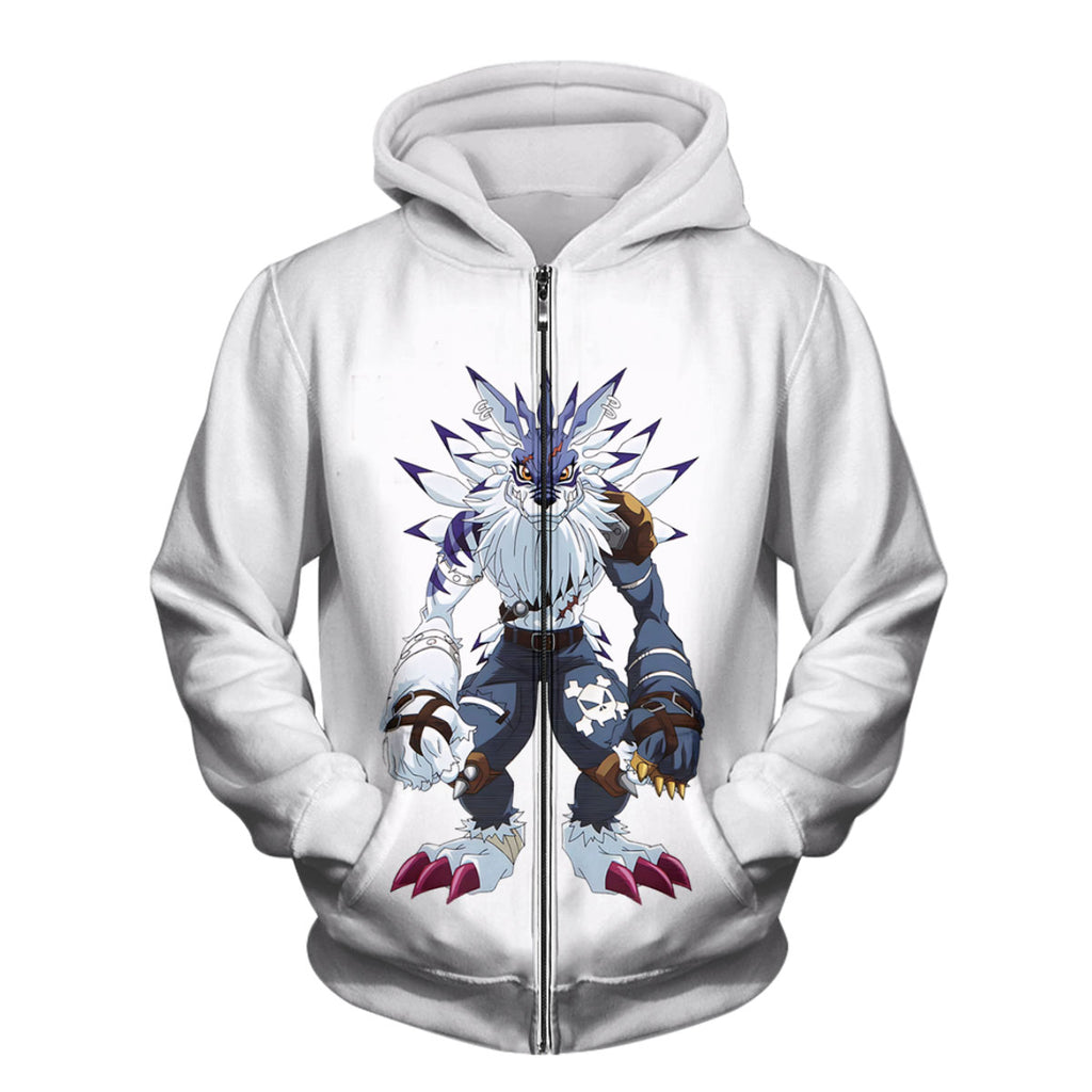 Digimon Adventure Weregarurumon Standing White And Blue Anime Apparel