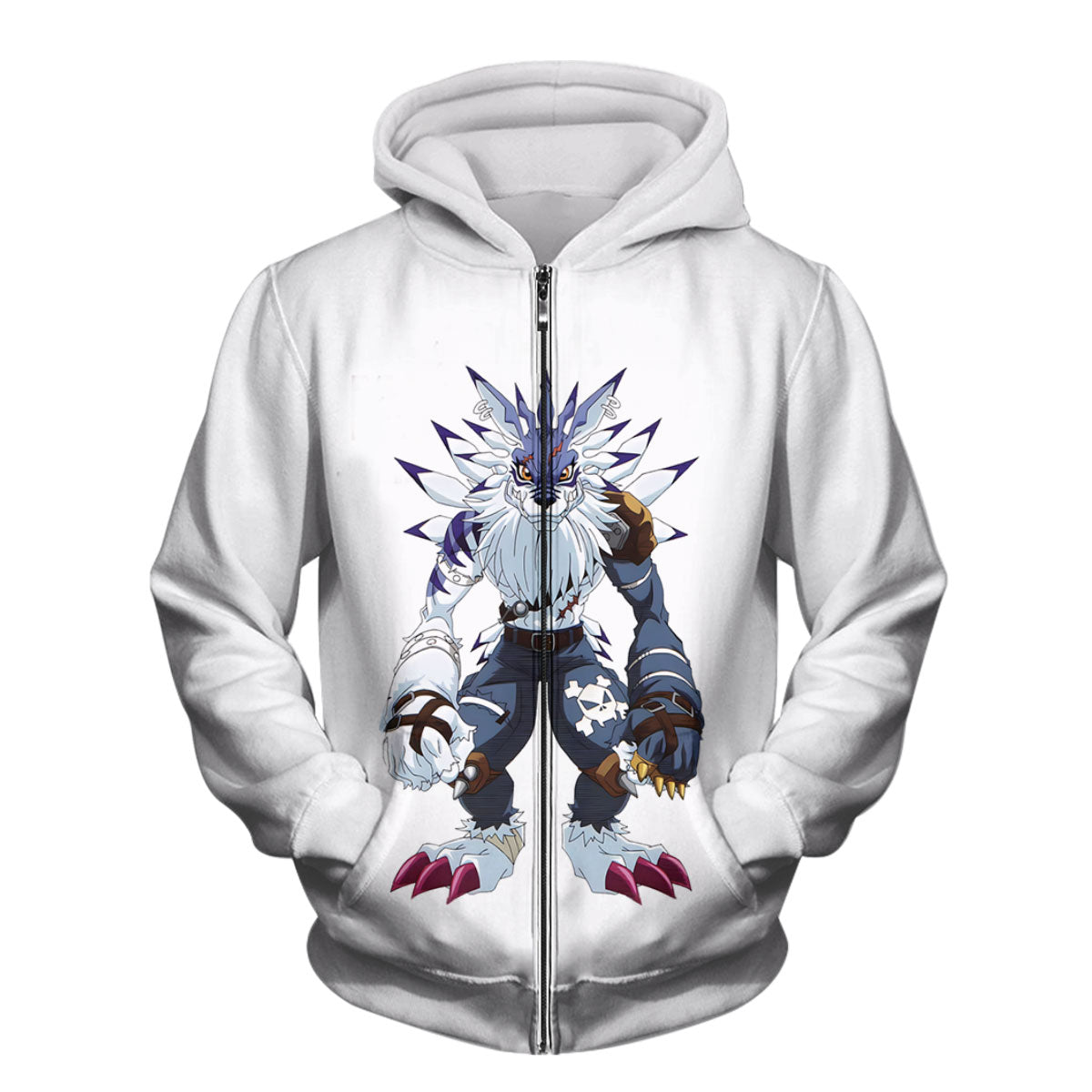 Digimon Adventure Weregarurumon Standing White And Blue Anime Apparel