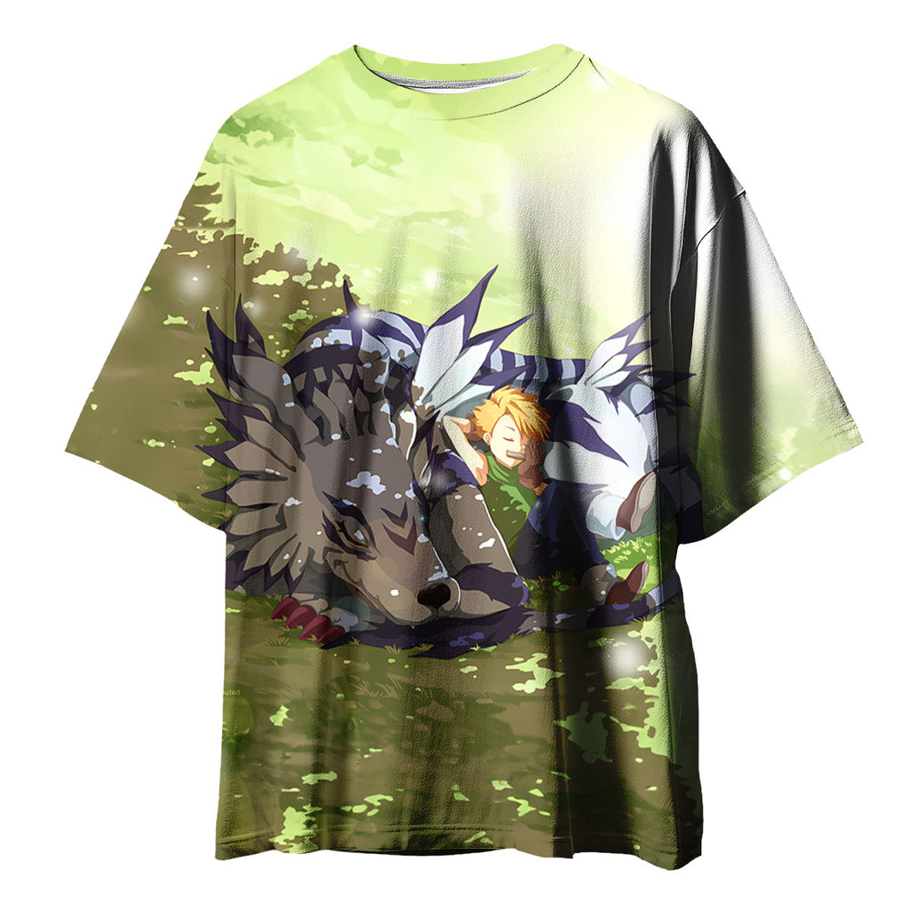 Digimon Adventure Yamato And Gabumon Taking A Peaceful Rest Anime Apparel