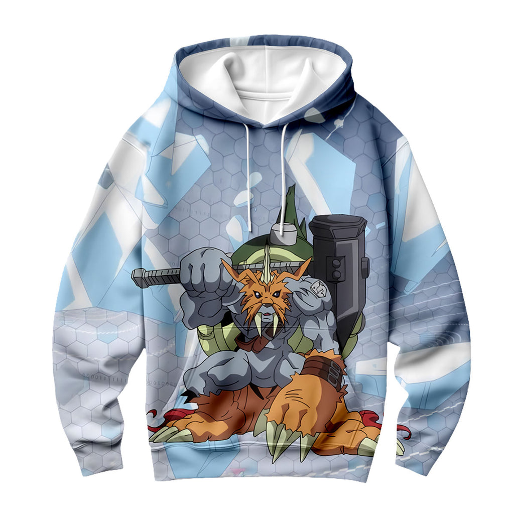 Digimon Adventure Zudomon Standing Wielding Hammer Weapon Anime Apparel