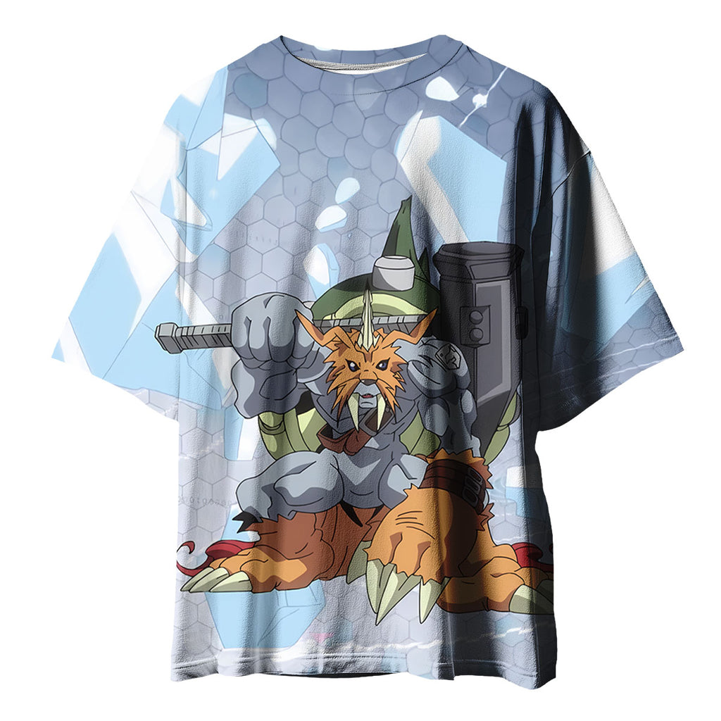 Digimon Adventure Zudomon Standing Wielding Hammer Weapon Anime Apparel