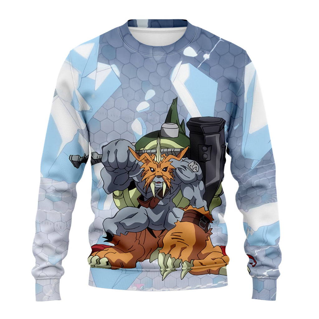 Digimon Adventure Zudomon Standing Wielding Hammer Weapon Anime Apparel