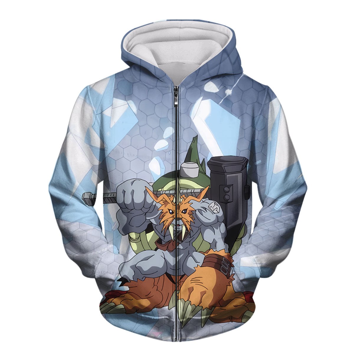 Digimon Adventure Zudomon Standing Wielding Hammer Weapon Anime Apparel