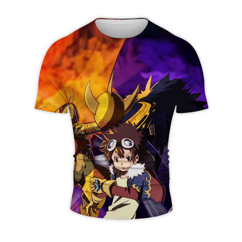 Digimon Fladramon Battling Megalogrowmon In Fierce Combat Anime Apparel