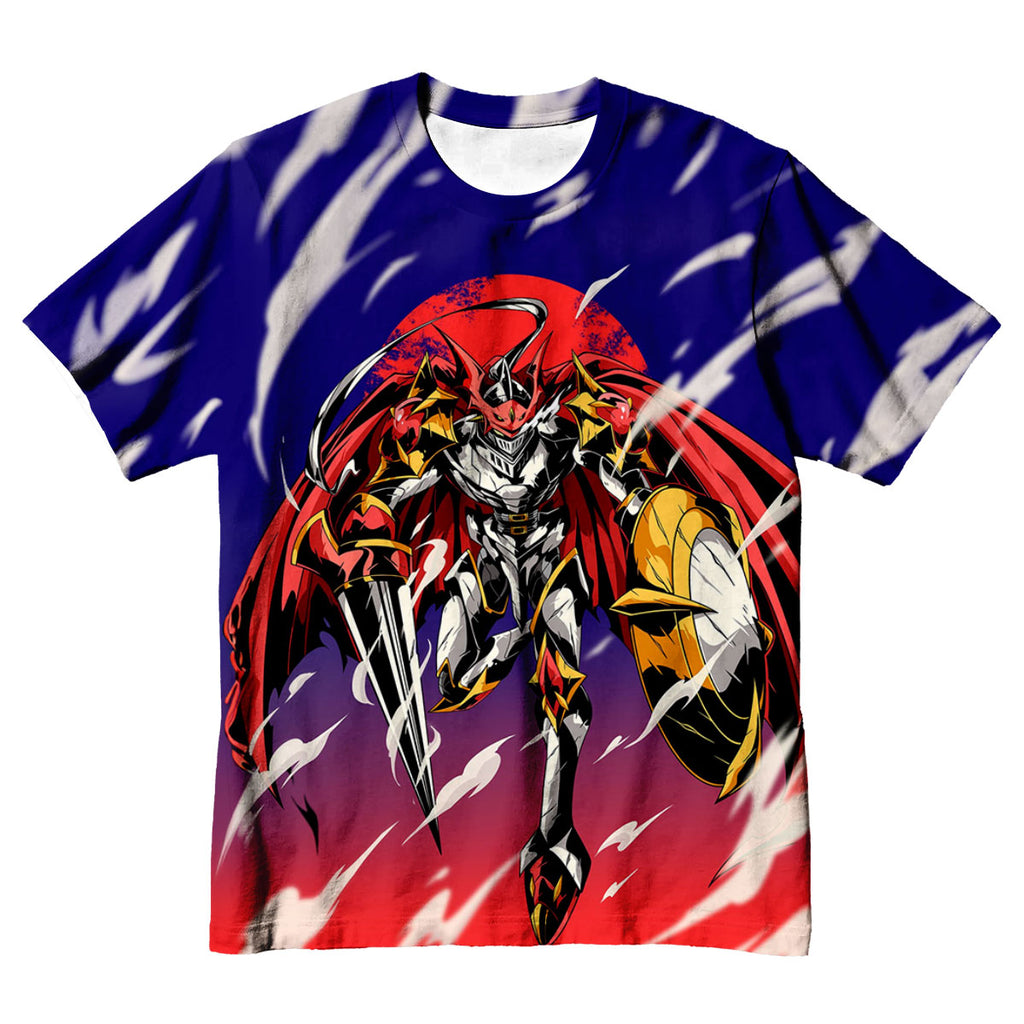 Digimon Gallantmon Flying In Red And Blue Aura Anime Apparel