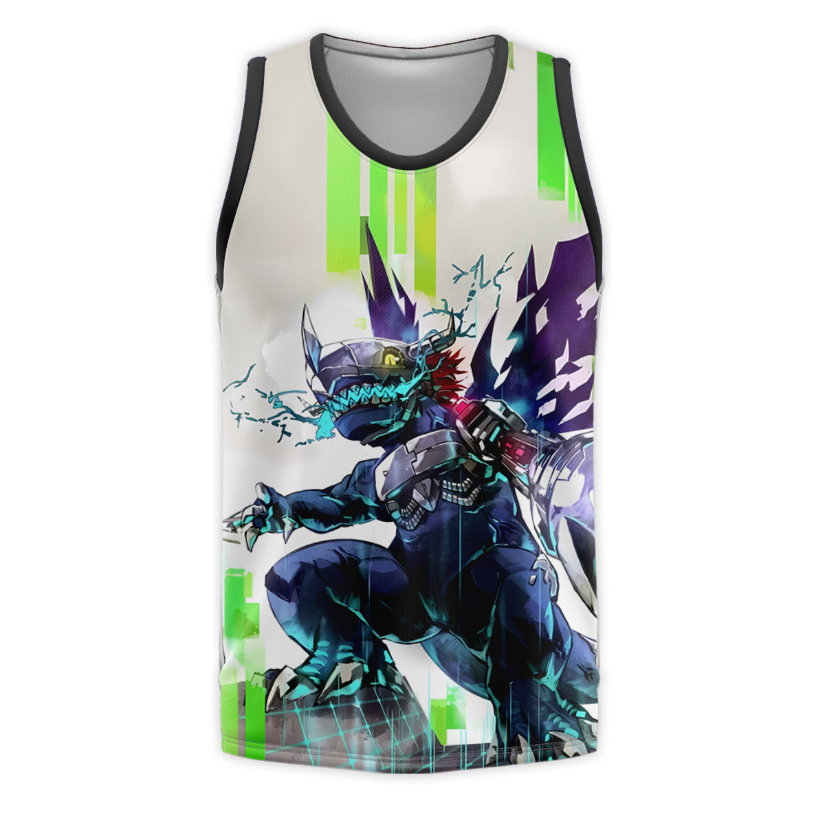 Digimon Metal Wargreymon Virus Standing With Green Digital Effects Anime Apparel