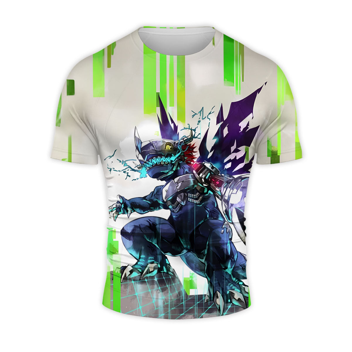 Digimon Metal Wargreymon Virus Standing With Green Digital Effects Anime Apparel