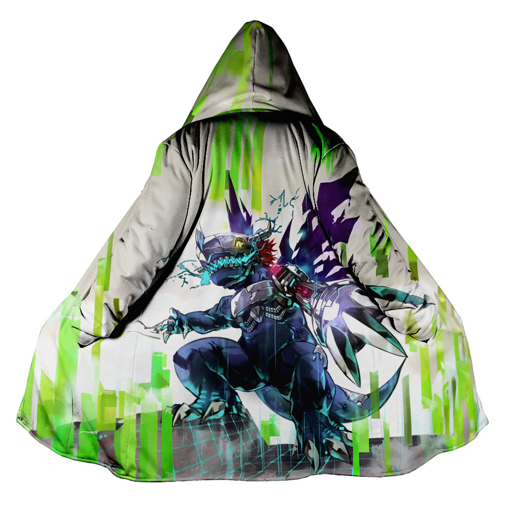 Digimon Metal Wargreymon Virus Standing With Green Digital Effects Anime Apparel