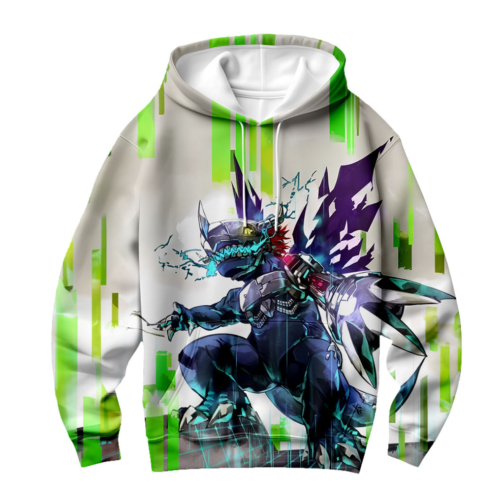 Digimon Metal Wargreymon Virus Standing With Green Digital Effects Anime Apparel