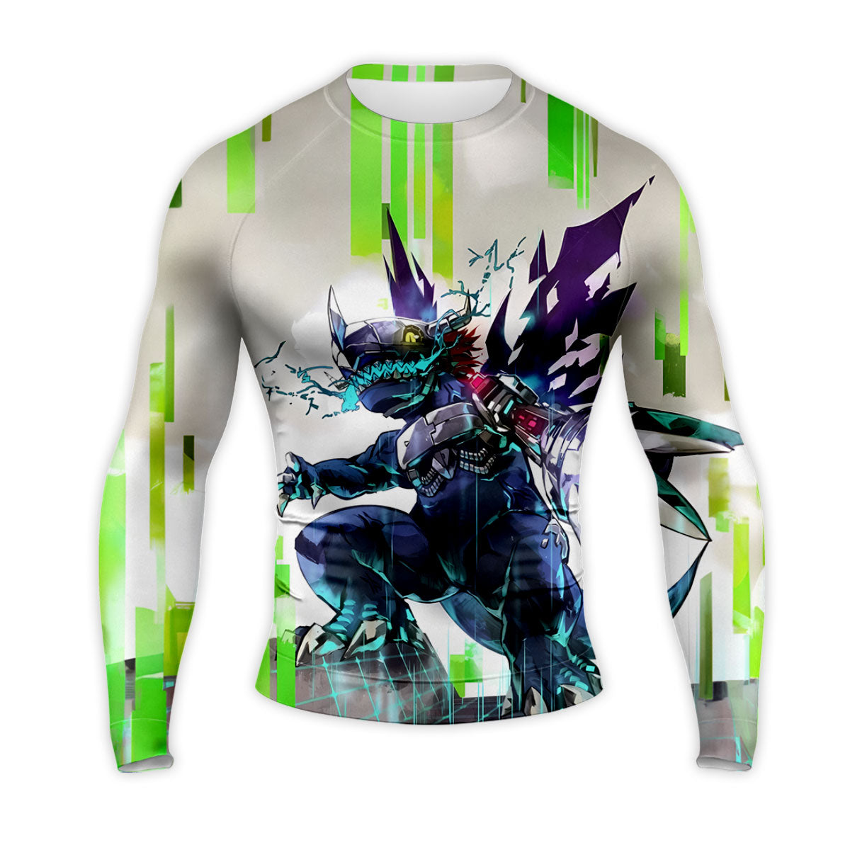 Digimon Metal Wargreymon Virus Standing With Green Digital Effects Anime Apparel