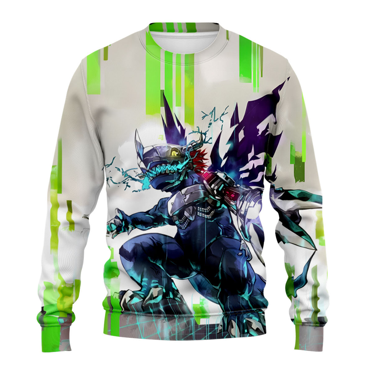 Digimon Metal Wargreymon Virus Standing With Green Digital Effects Anime Apparel