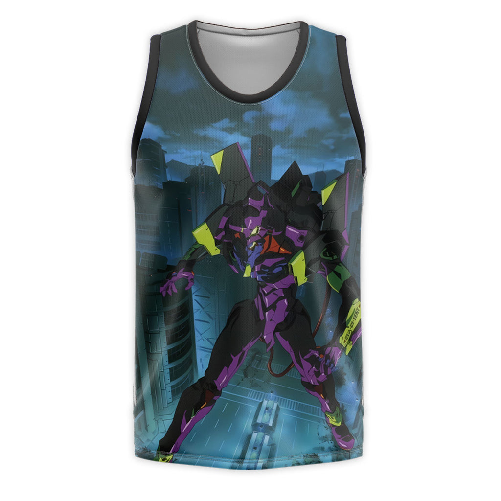 Eva-01 In City Confronting Enemies Anime Apparel