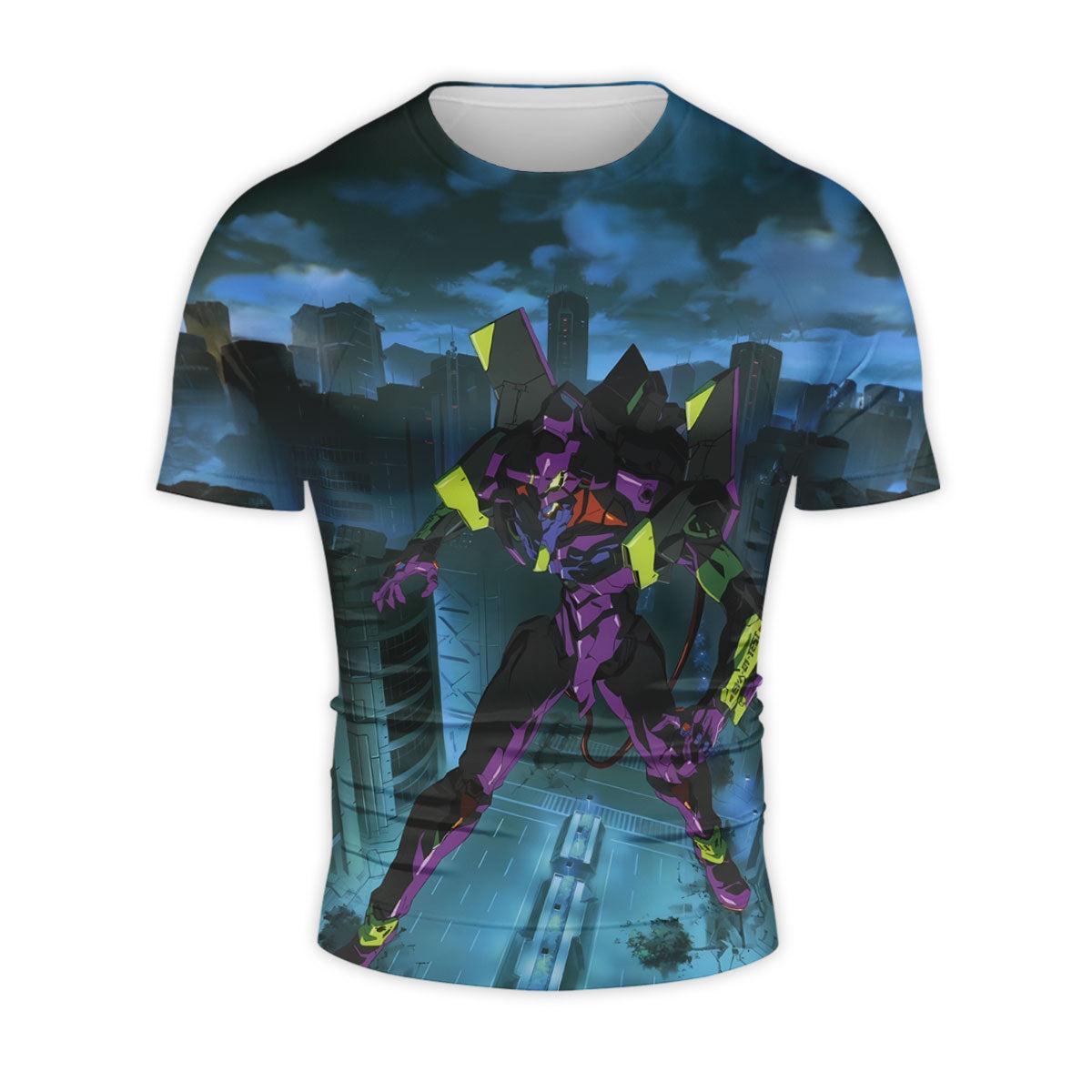 Eva-01 In City Confronting Enemies Anime Apparel