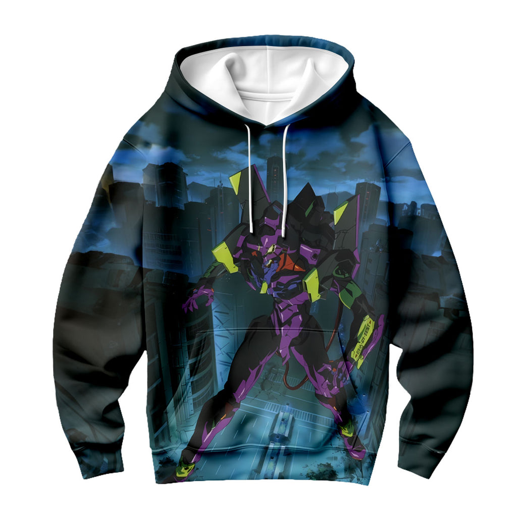 Eva-01 In City Confronting Enemies Anime Apparel
