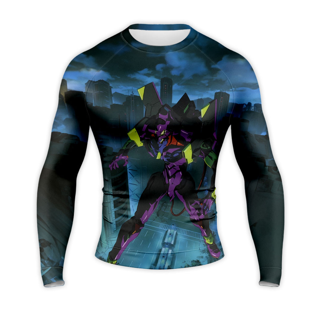 Eva-01 In City Confronting Enemies Anime Apparel