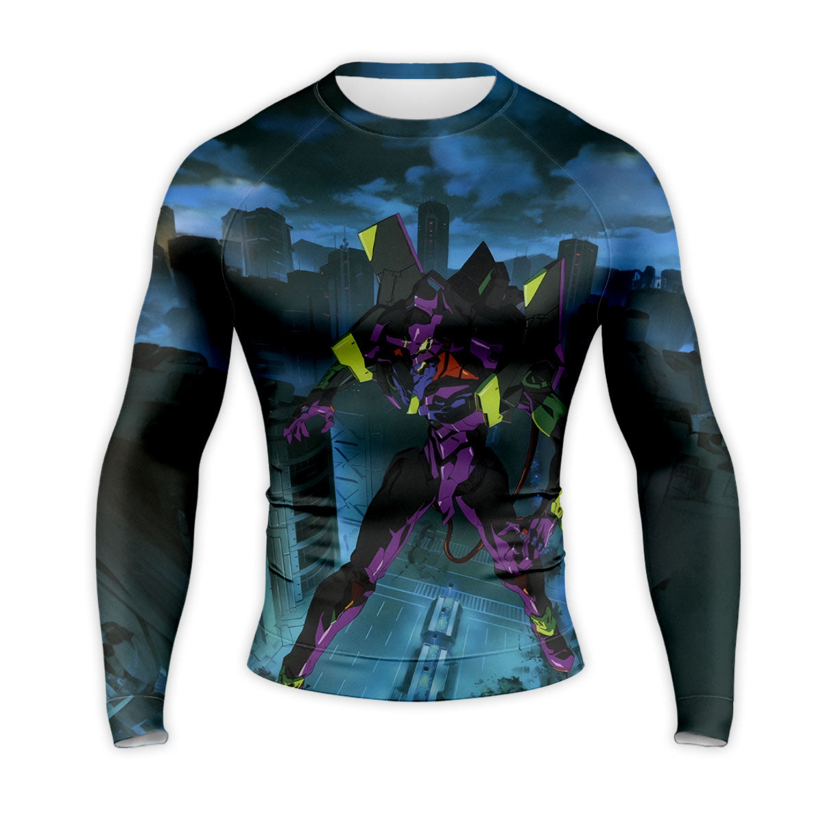 Eva-01 In City Confronting Enemies Anime Apparel