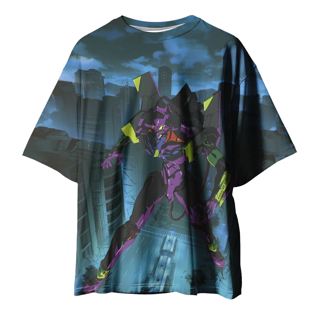 Eva-01 In City Confronting Enemies Anime Apparel