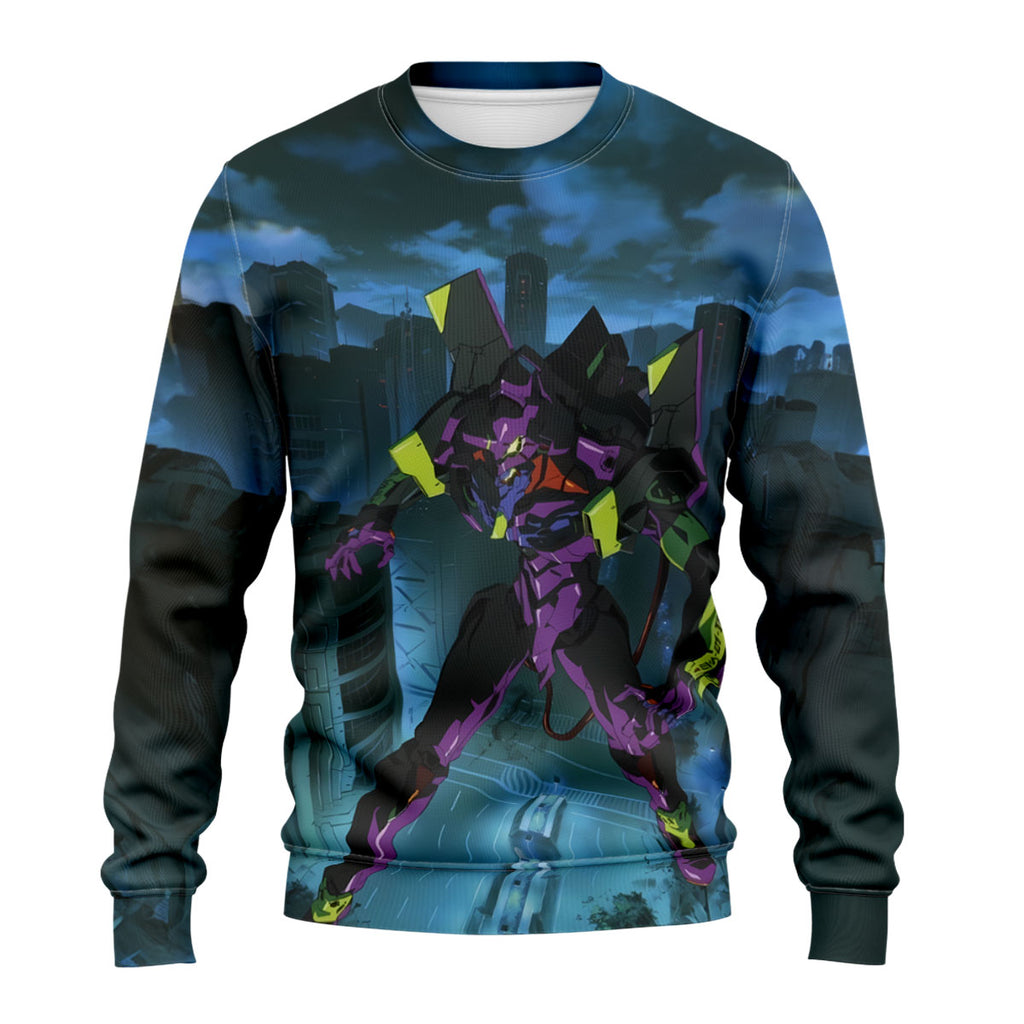 Eva-01 In City Confronting Enemies Anime Apparel
