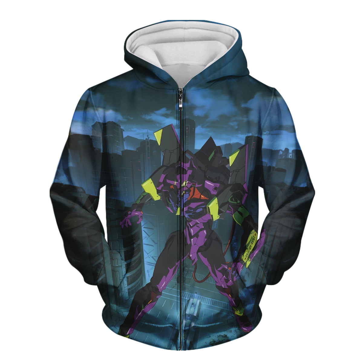 Eva-01 In City Confronting Enemies Anime Apparel