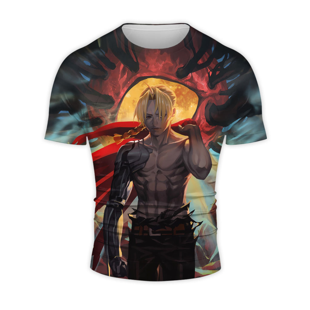 Fullmetal Alchemist Edward Elric Shirtless Cloaked Battle Anime Apparel