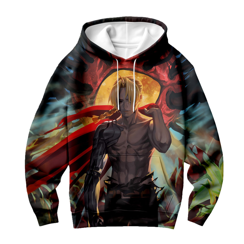 Fullmetal Alchemist Edward Elric Shirtless Cloaked Battle Anime Apparel