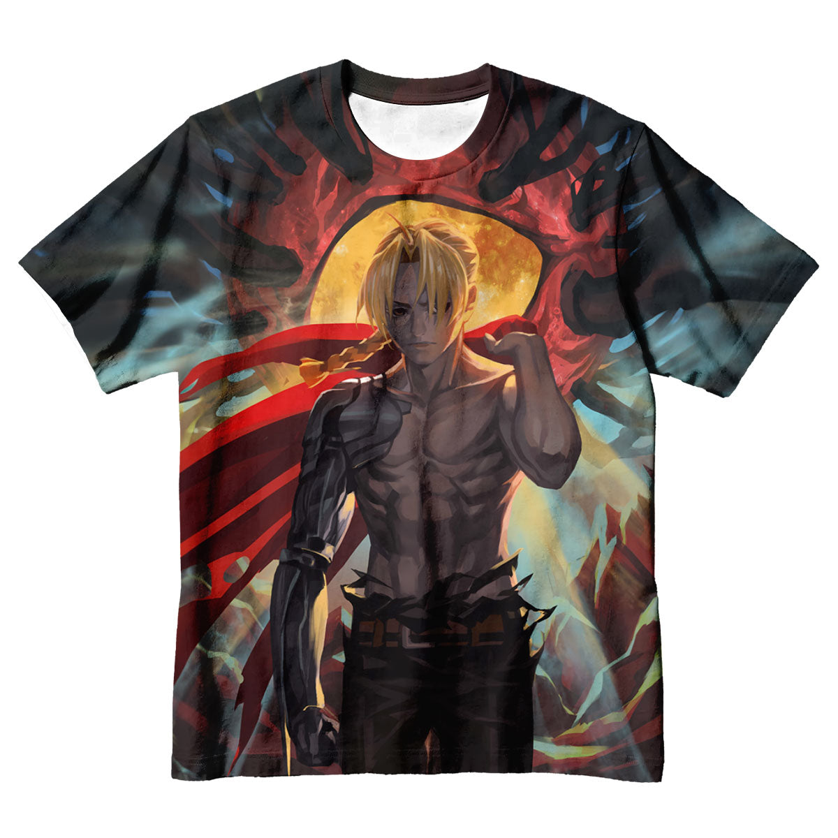 Fullmetal Alchemist Edward Elric Shirtless Cloaked Battle Anime Apparel