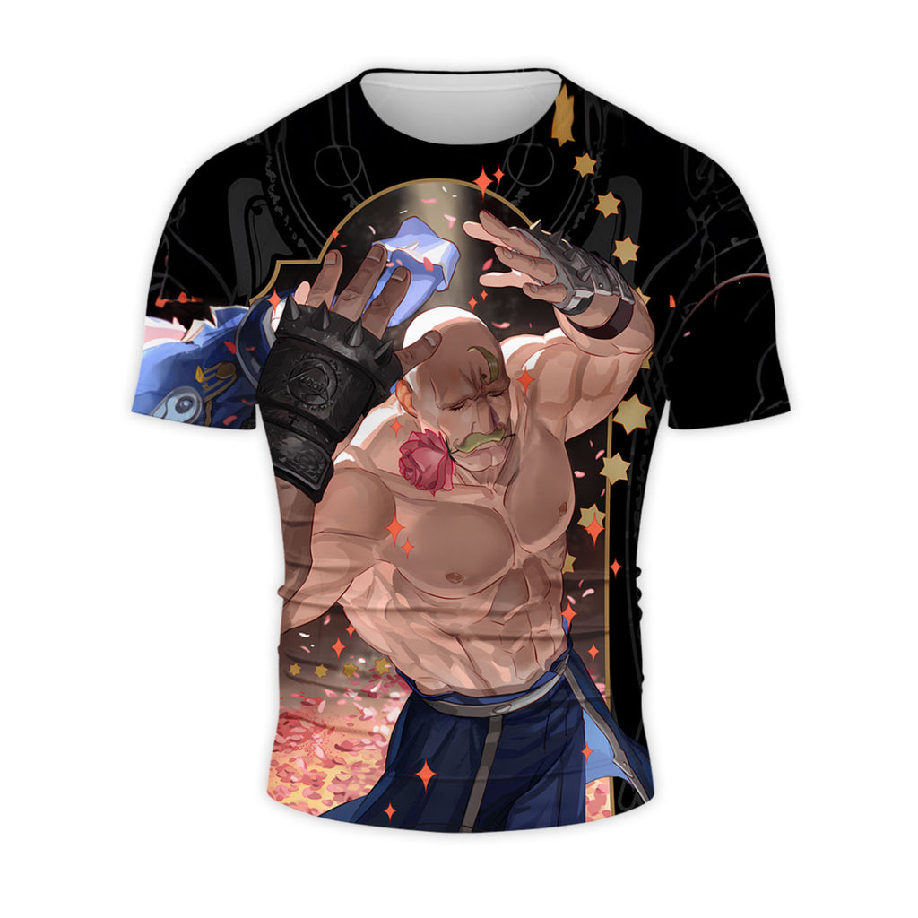 Fullmetal Alchemist Major Armstrong Holding Rose Pose Anime Apparel