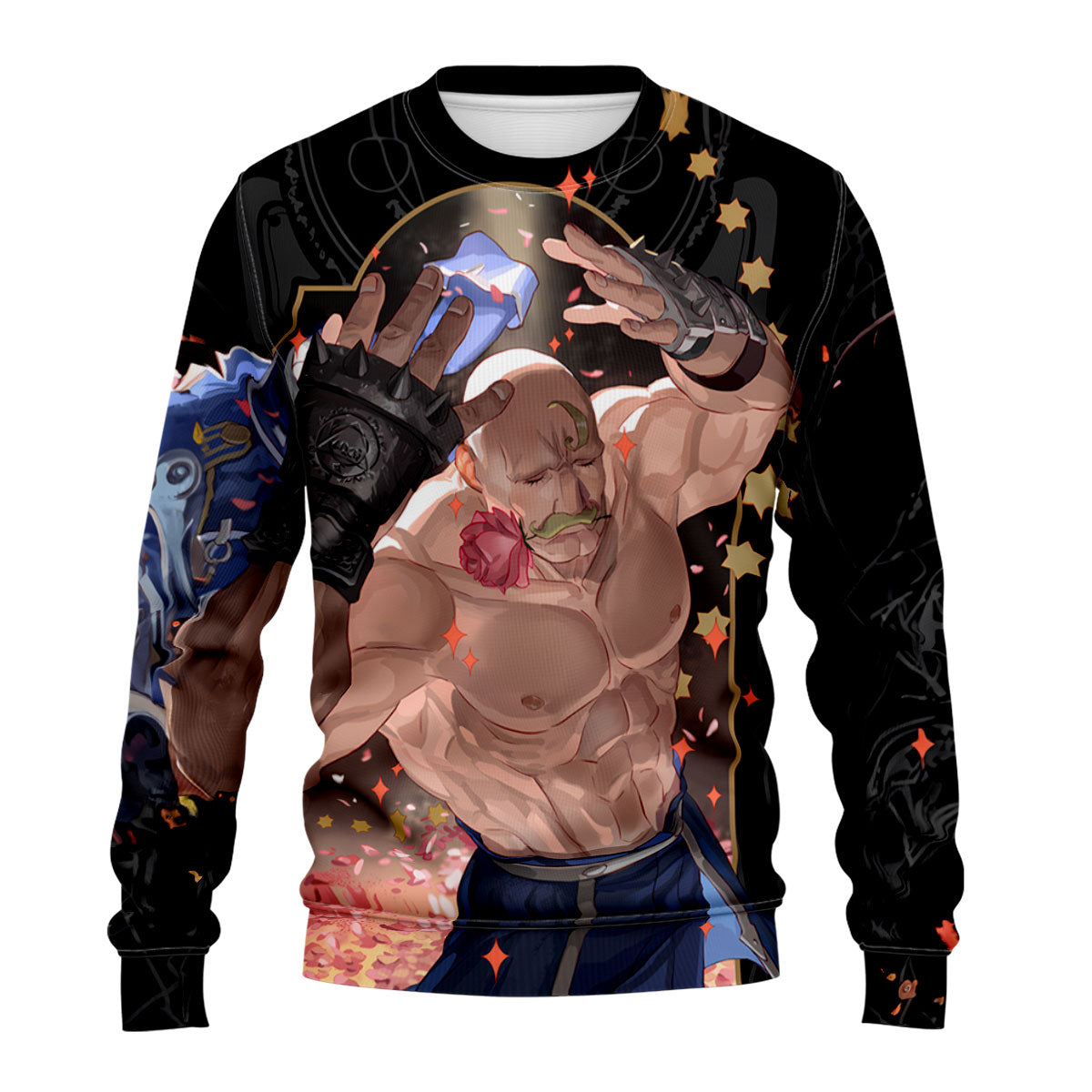 Fullmetal Alchemist Major Armstrong Holding Rose Pose Anime Apparel