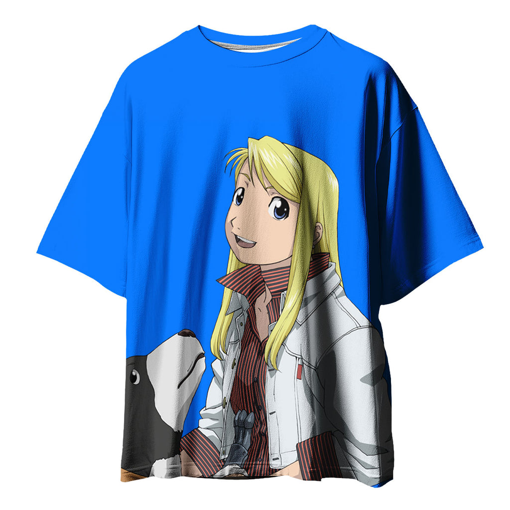 Fullmetal Alchemist Winry Rockbell Smiling With Dog Anime Apparel