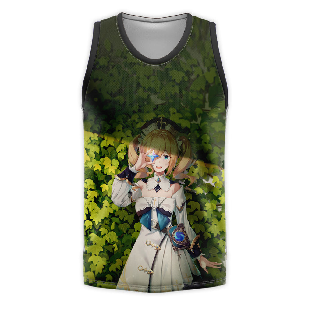 Genshin Barbara Standing In Green Leaves Anime Apparel