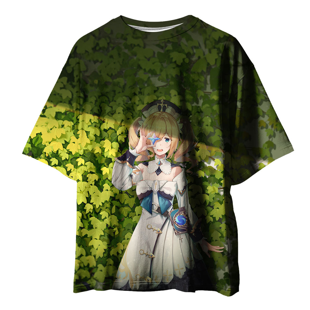 Genshin Barbara Standing In Green Leaves Anime Apparel