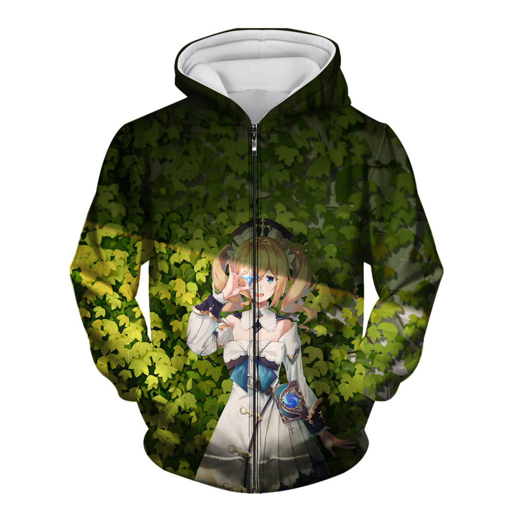 Genshin Barbara Standing In Green Leaves Anime Apparel