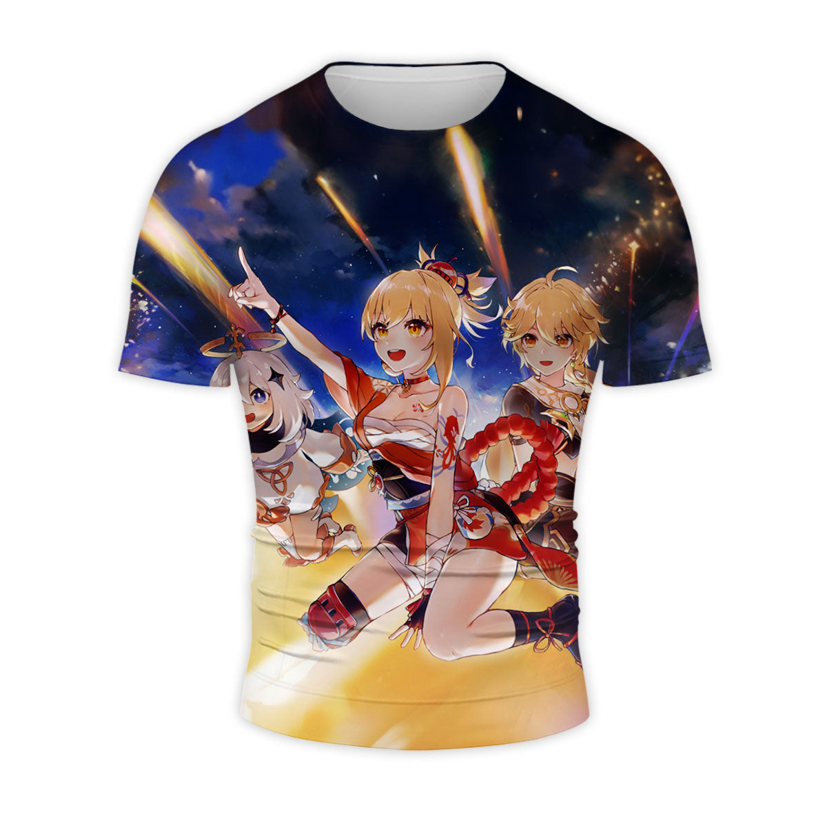 Genshin Character Against Star Blue Background Anime Apparel