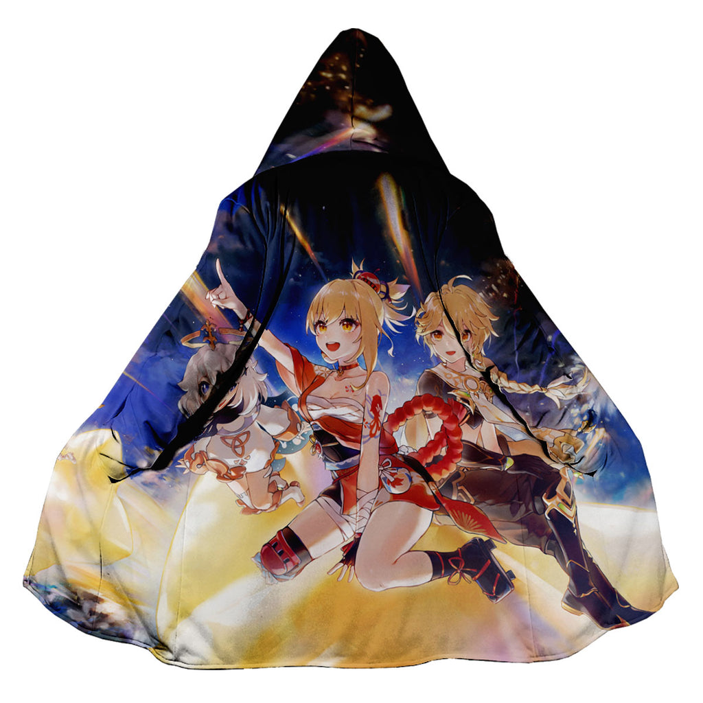 Genshin Character Against Star Blue Background Anime Apparel