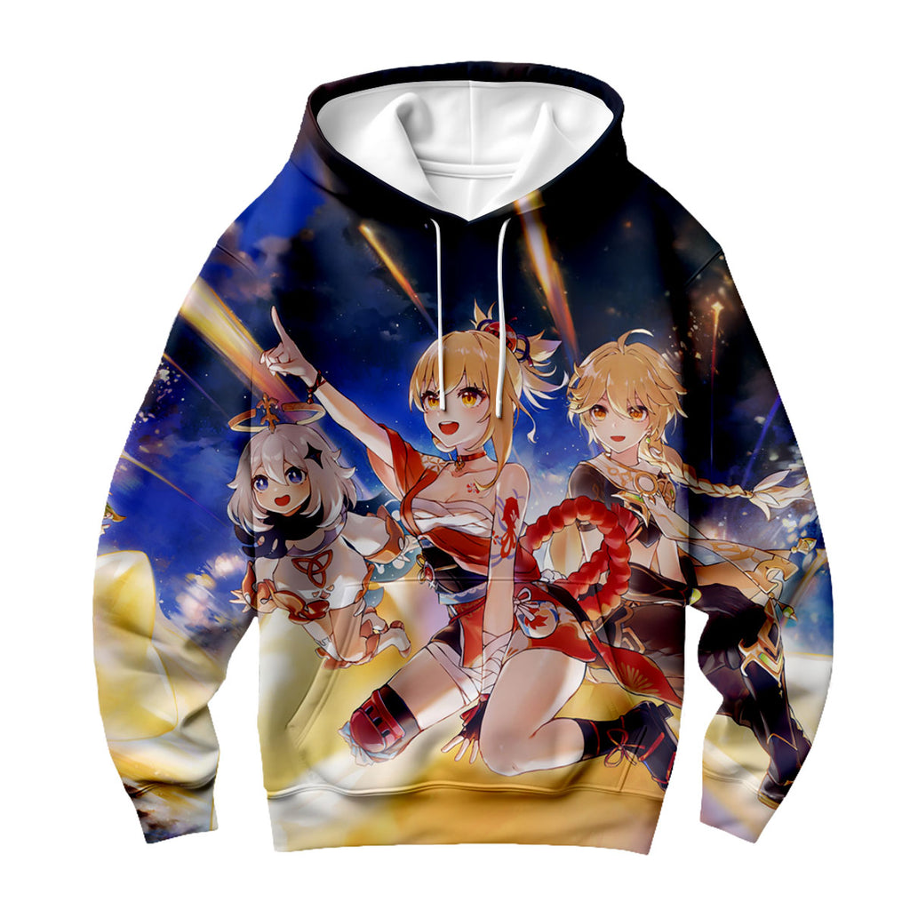 Genshin Character Against Star Blue Background Anime Apparel