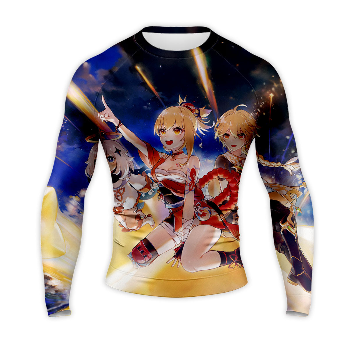 Genshin Character Against Star Blue Background Anime Apparel