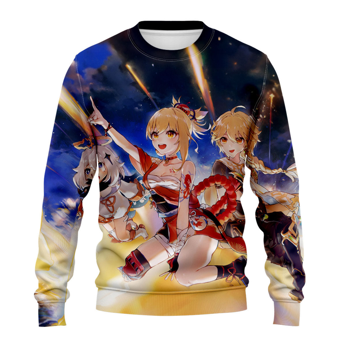 Genshin Character Against Star Blue Background Anime Apparel