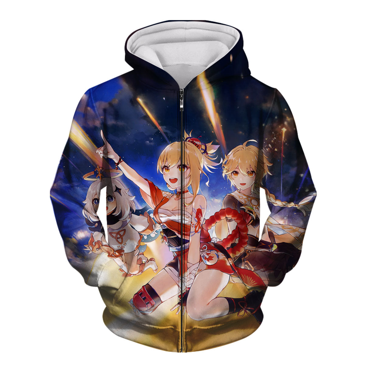 Genshin Character Against Star Blue Background Anime Apparel