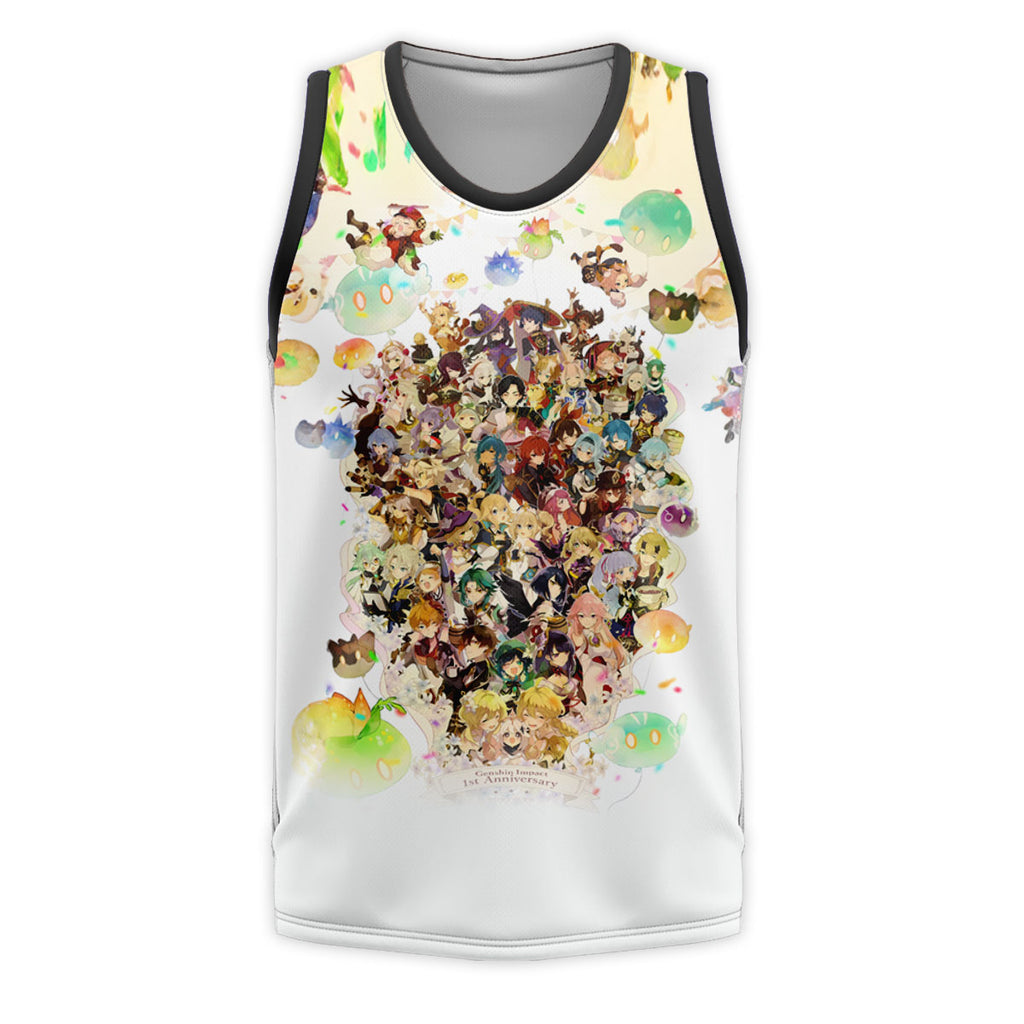 Genshin Character Amid Colorful Splashes Anime Apparel