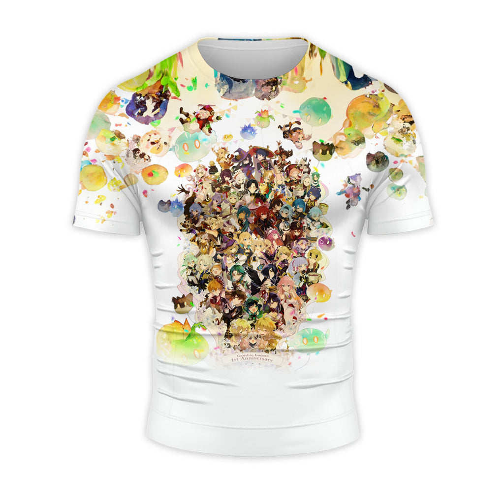 Genshin Character Amid Colorful Splashes Anime Apparel