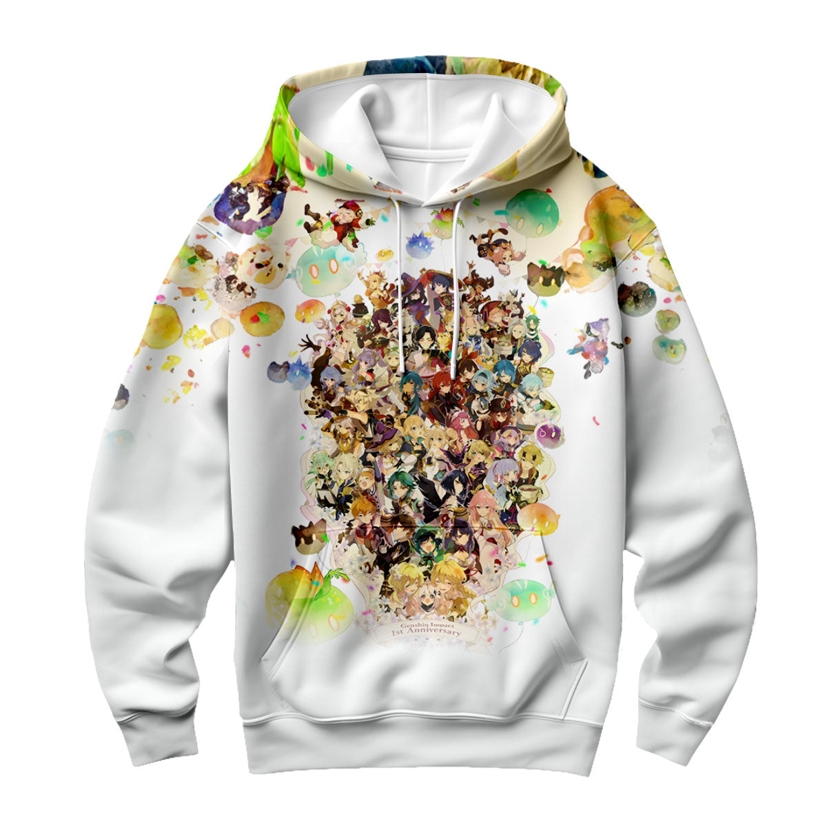 Genshin Character Amid Colorful Splashes Anime Apparel
