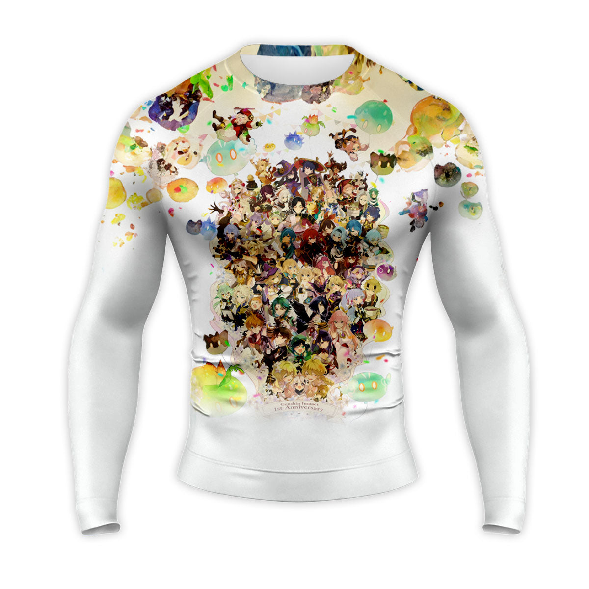 Genshin Character Amid Colorful Splashes Anime Apparel