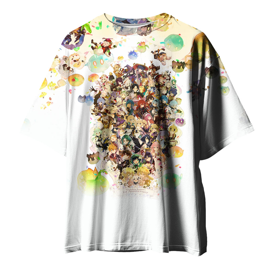 Genshin Character Amid Colorful Splashes Anime Apparel