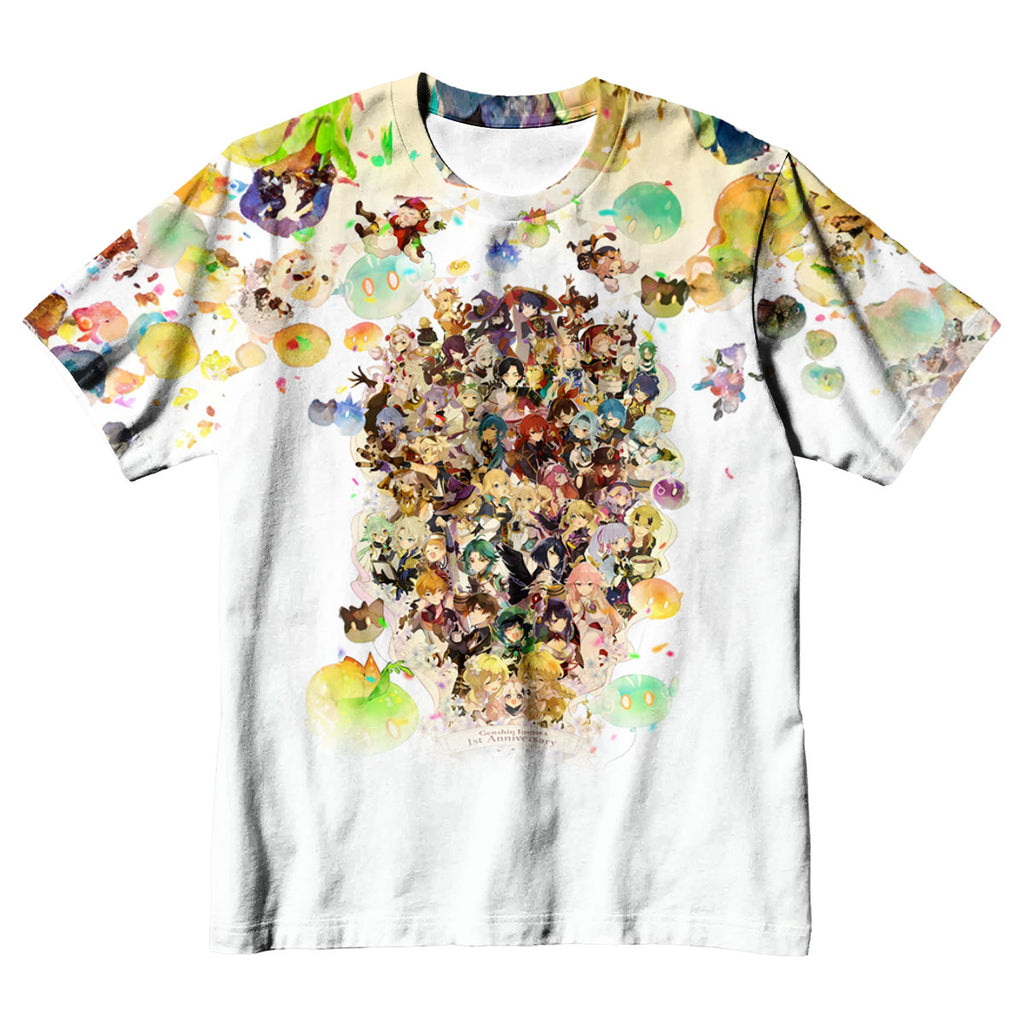 Genshin Character Amid Colorful Splashes Anime Apparel