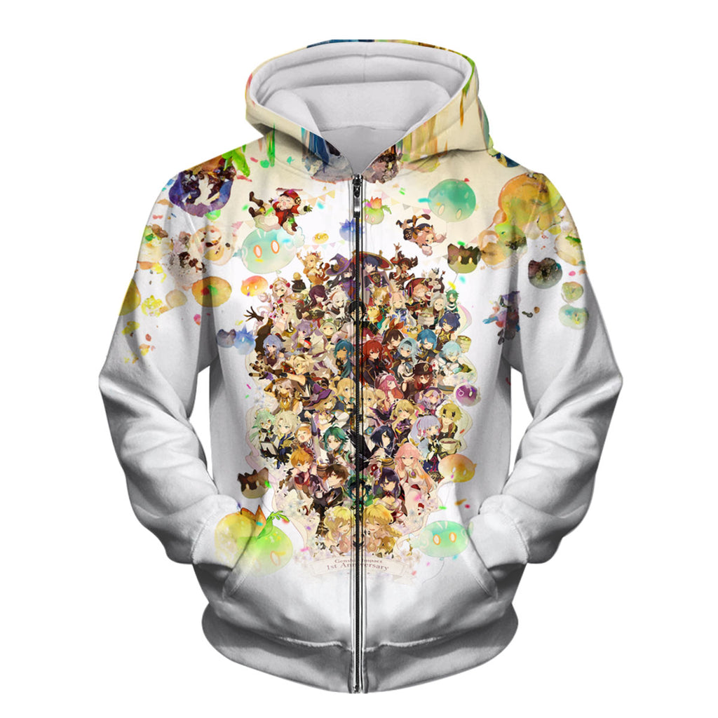 Genshin Character Amid Colorful Splashes Anime Apparel