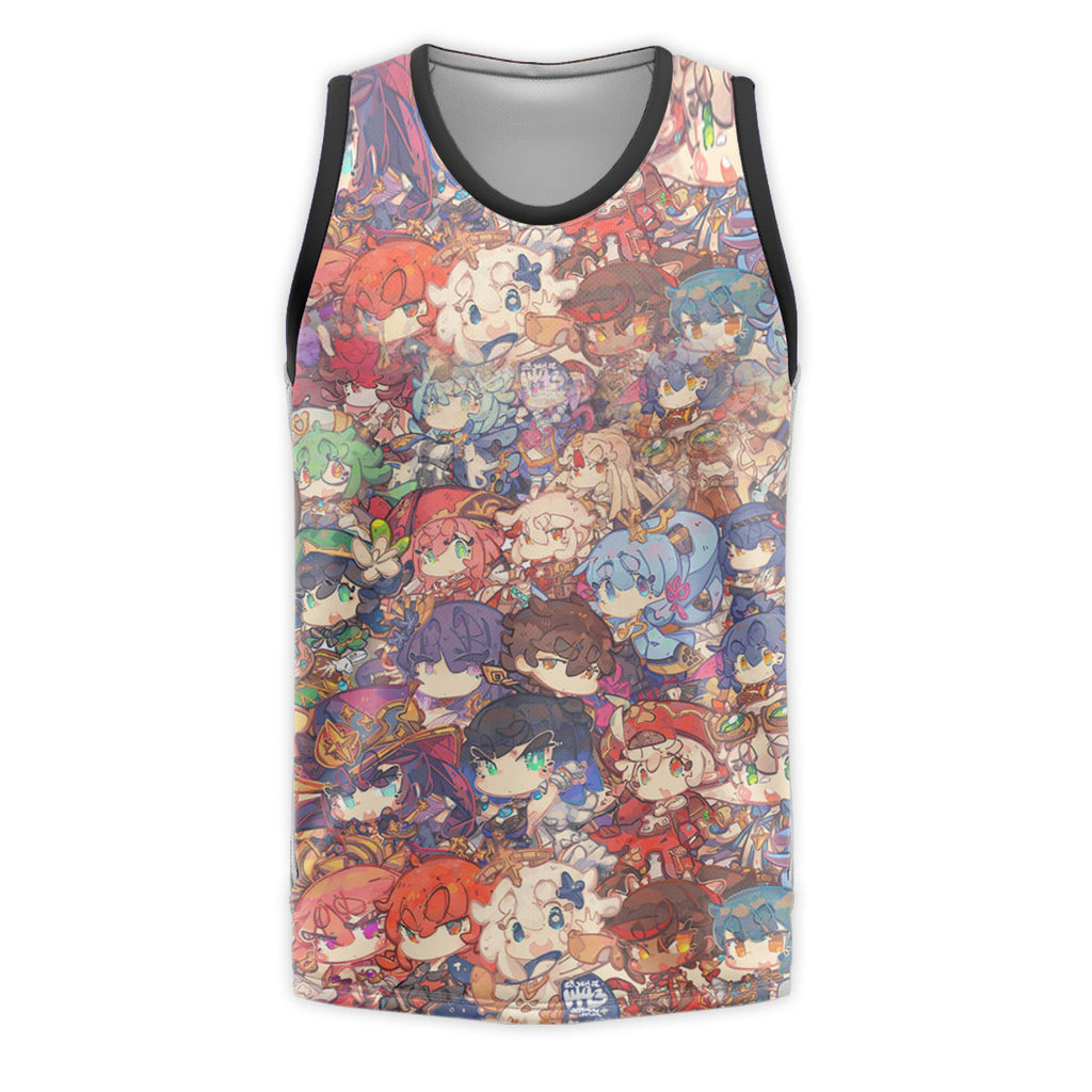 Genshin Character Collage Colorful Anime Apparel