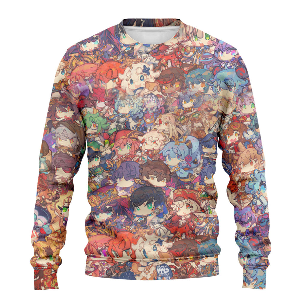 Genshin Character Collage Colorful Anime Apparel