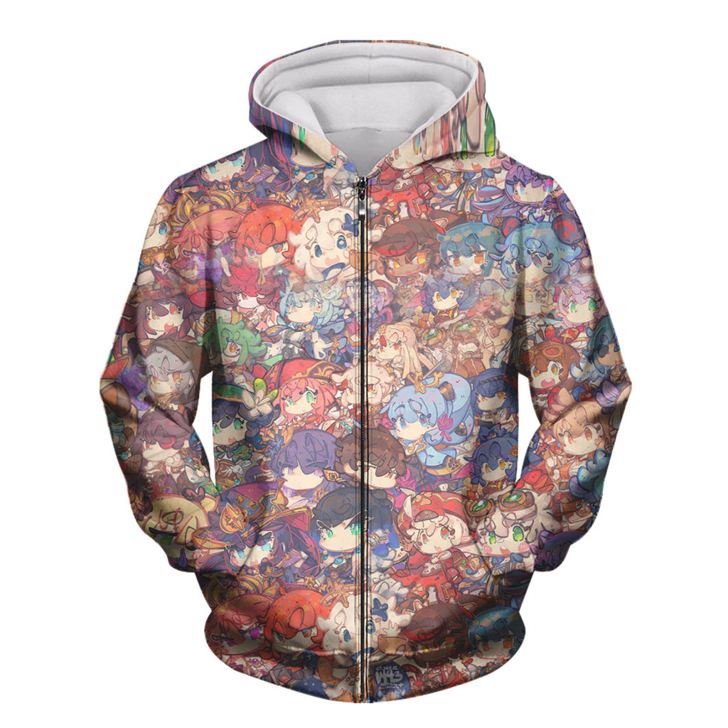 Genshin Character Collage Colorful Anime Apparel