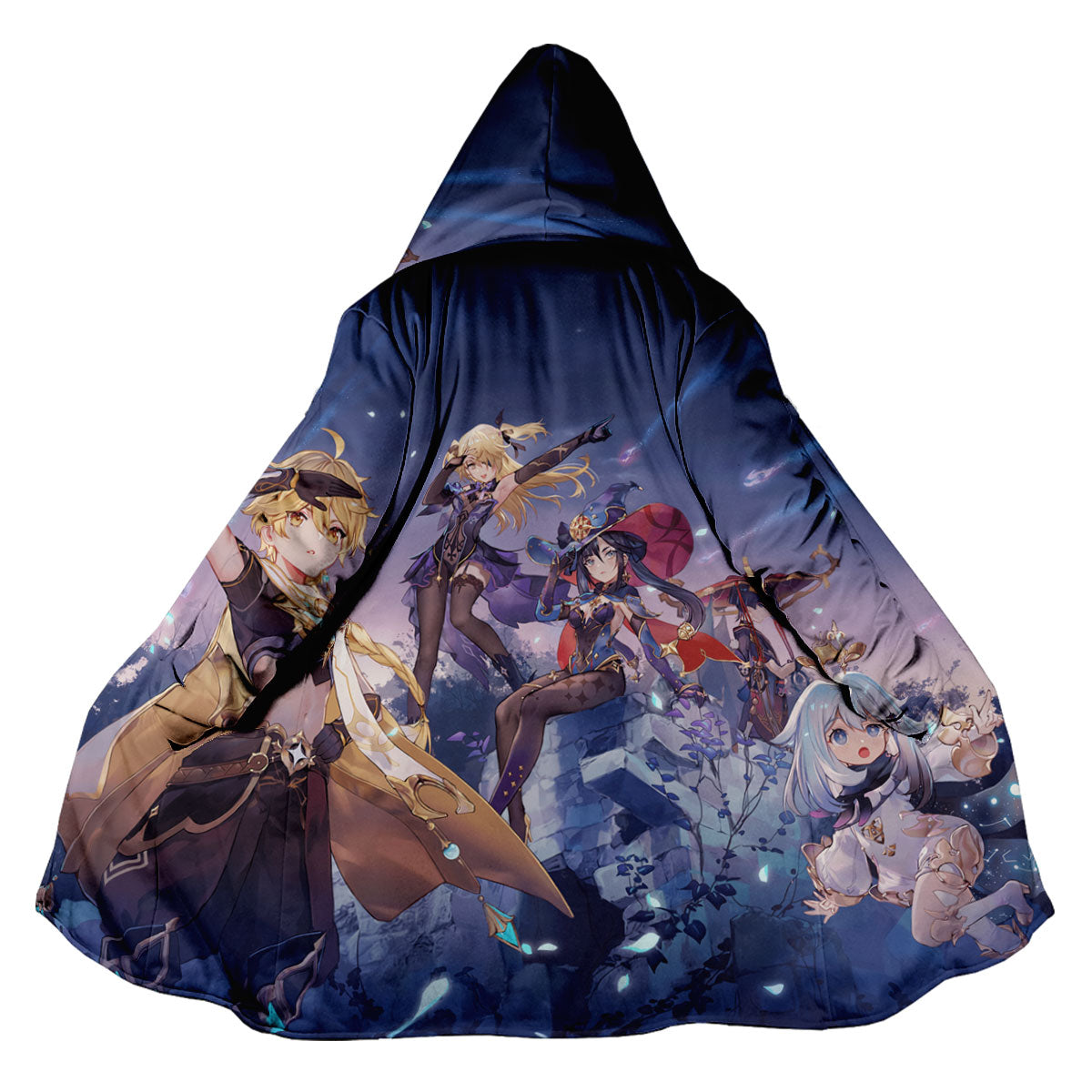 Genshin Character Standing In Twilight Blue Anime Apparel